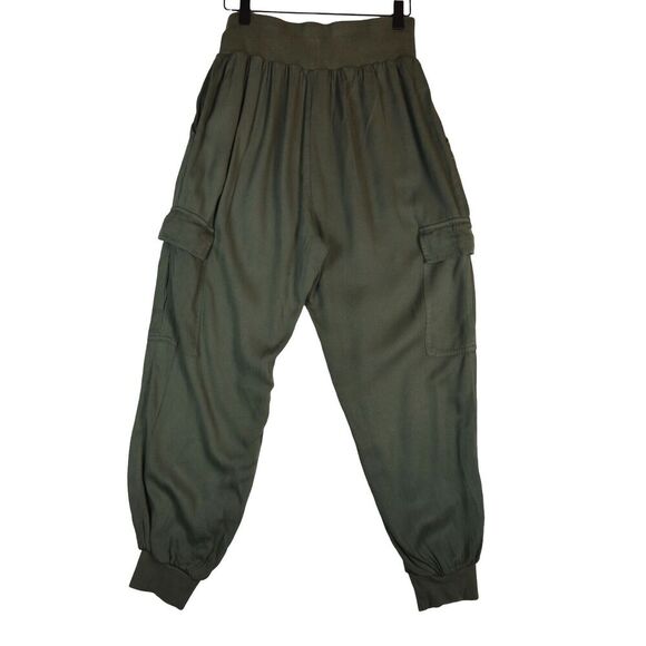 C&C California Womens M Olive Green Cargo Jogger Pants High Waist Utility Pocket - Picture 1 of 7